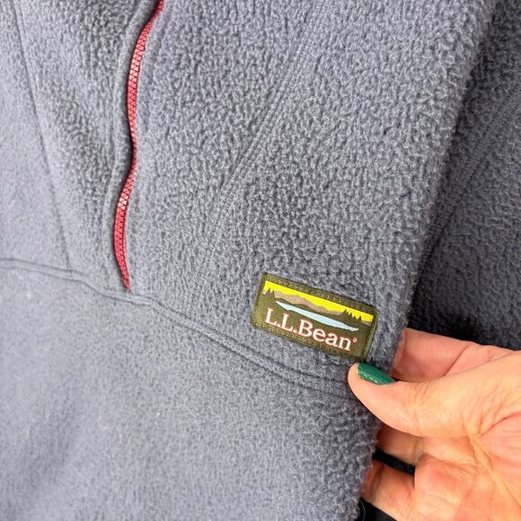 LL Bean Mens Size L Katahdin Sherpa Fleece Pullover Gunmetal Gray 1/4 Zip Pocket - Picture 10 of 13